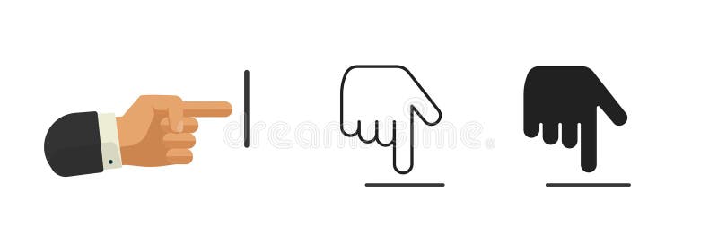 Touch surface finger hand icon simple line stroke outline vector, pointer push poke flat carton graphic set, swipe or press tap vector illustration