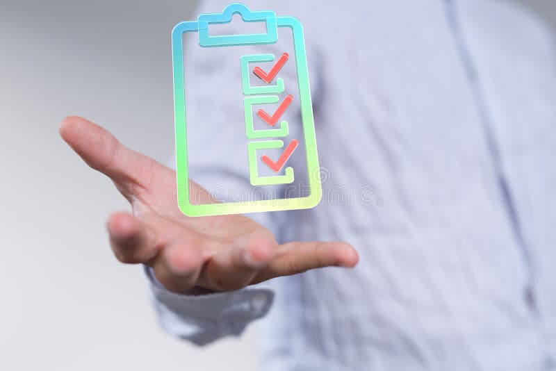 A Touching Check List on Visual Screen stock photography