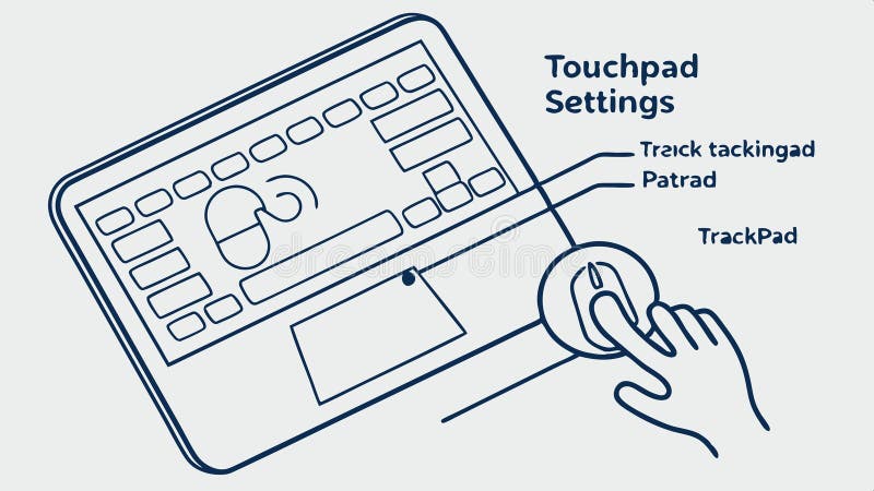 Touchpad settings interface, laptop touchpad, device settings, user preferences, control panel vector design Generative AI. A touchpad settings interface, representing laptop touchpad configurations and device settings. This vector design is ideal for tech tutorials, laptop manuals, and content about user preferences and control panels for touchpad settings vector design Generative AI