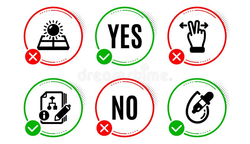 Touchscreen gesture, Algorithm and Sun energy icons set. Eye drops sign. Swipe, Project, Solar panels. Pipette. Vector vector illustration