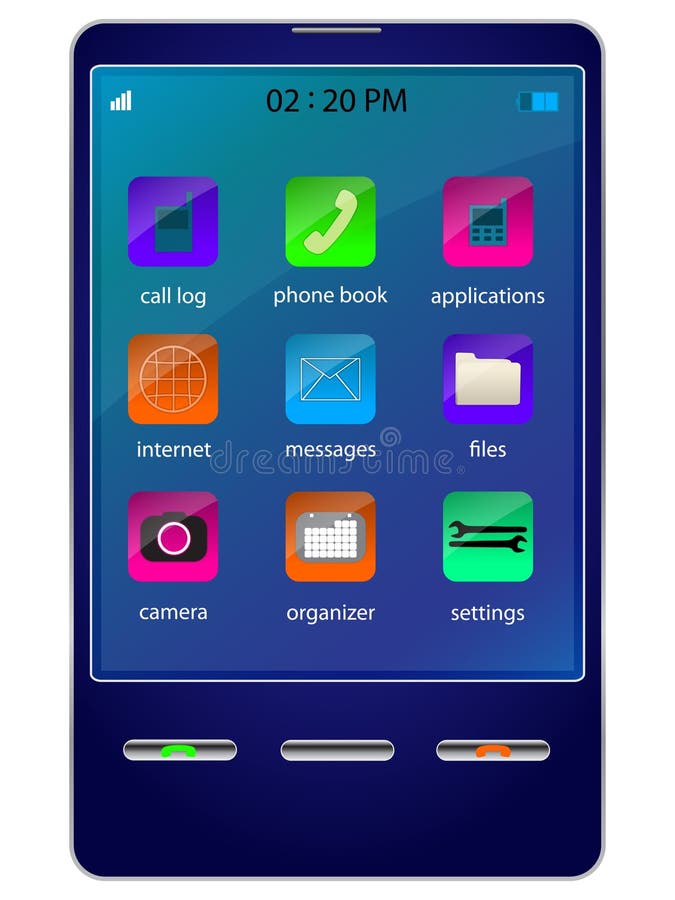Touchscreen smartphone royalty free illustration