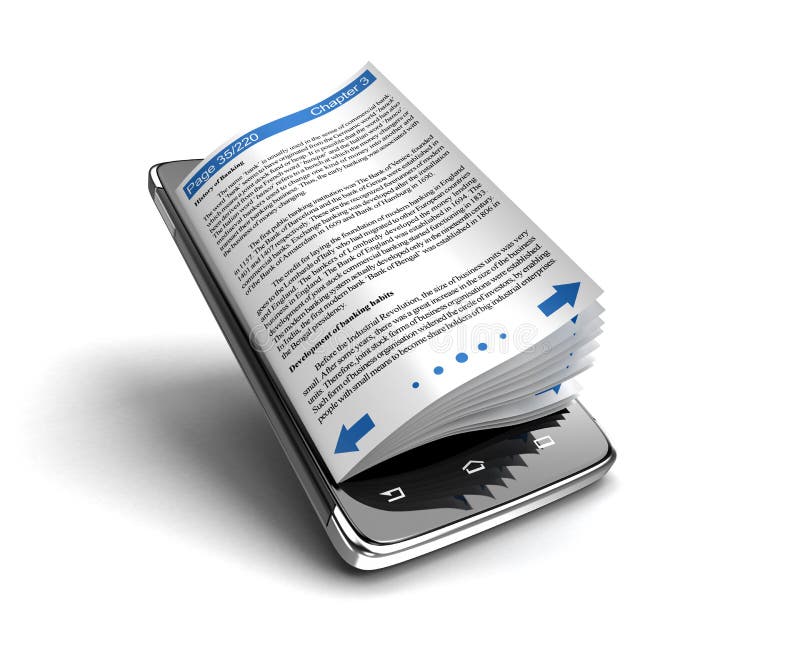 Touchscreen smartphone and business books royalty free illustration