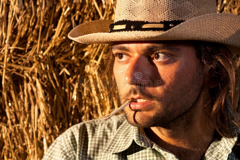 Cowboy Wheat Straw Mouth Stock Photos Free & RoyaltyFree Stock