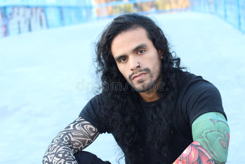 Hipster Boy Tattoo Long Hair Stock Photos  Free  RoyaltyFree Stock  Photos from Dreamstime
