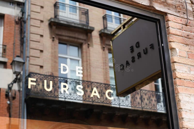 De Fursac Text Sign and Brand Logo on Entrance Wall of Shop Fashion Men ...