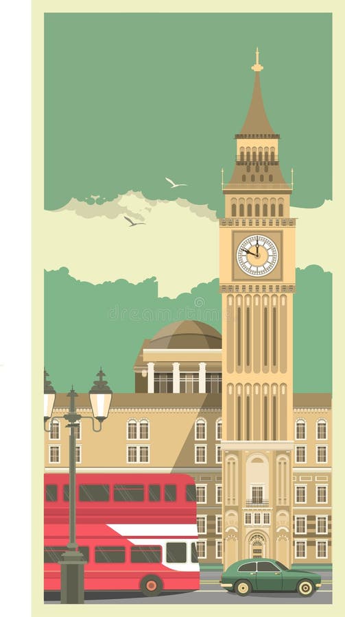 Tour d'horloge de ville illustration stock Tour d'horloge de ville illustration stock