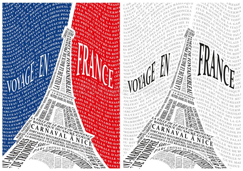 Tour Eiffel des noms des attractions de illustration libre de droits Tour Eiffel des noms des attractions de illustration libre de droits