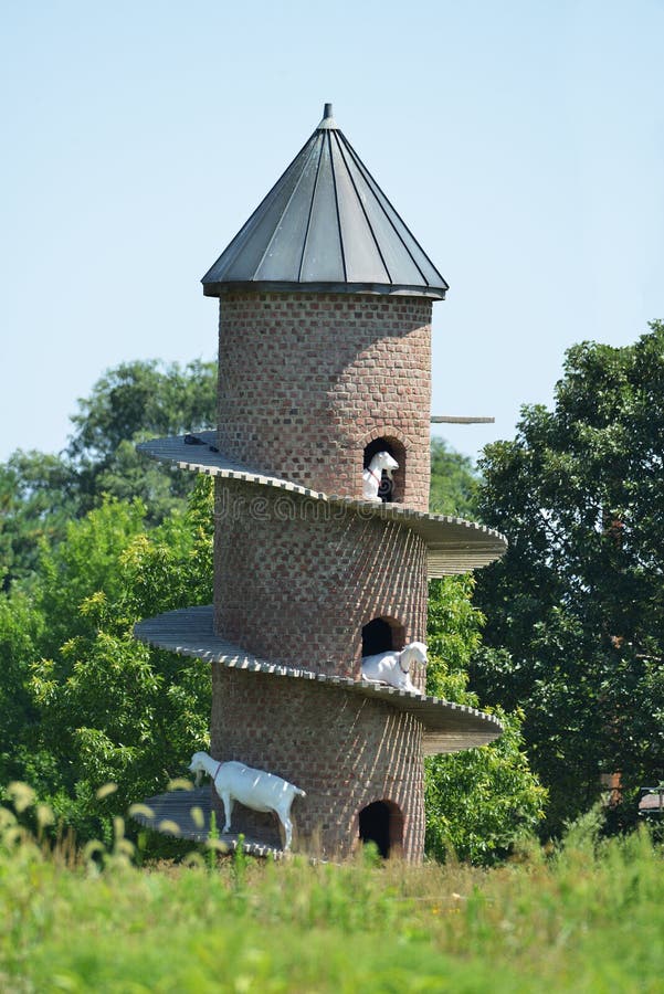 Tour en spirale de chèvre près de Shelbyville, l'Illinois photo libre de droits Tour en spirale de chèvre près de Shelbyville, l'Illinois photo libre de droits