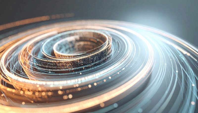 Tourbillon futuriste abstrait de cercles lumineux avec des effets lumineux et mouvement dynamique dans une illustration de concept illustration stock