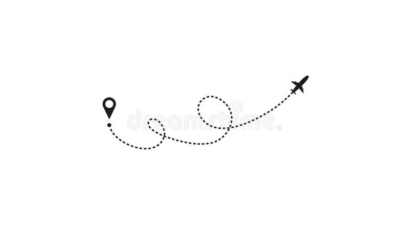 Tourism and travel concept. Airplane line path on white background. Vector icon of air plane flight route with dash line vector illustration Tourism and travel concept. Airplane line path on white background. Vector icon of air plane flight route with dash line vector illustration