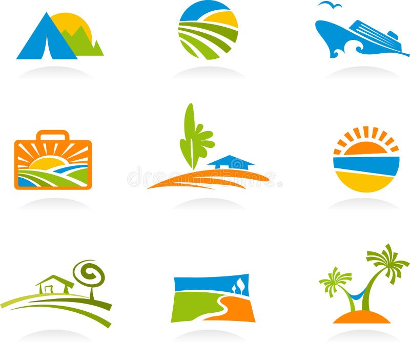 Tourism and vacation icons and logos royalty free illustration