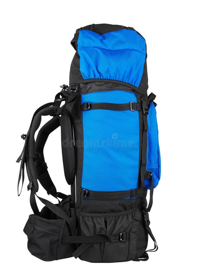 Tourist Backpack Lies in the Mountains on a Trail on a Background of