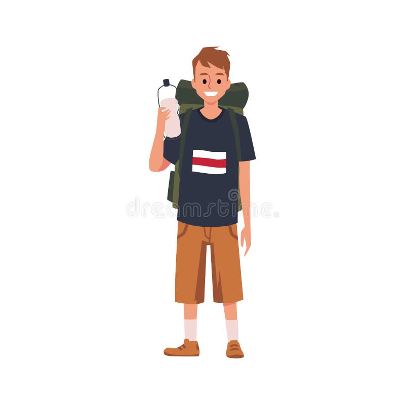 Tourist or Backpacker Male Cartoon Character Flat Vector Illustration ...