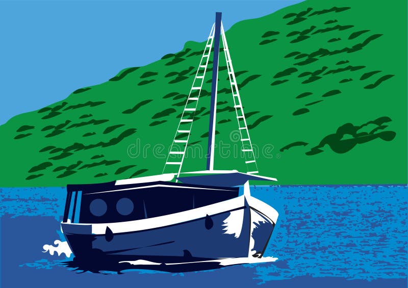 Tourist boat stock vector. Illustration of lake, summer - 4493358