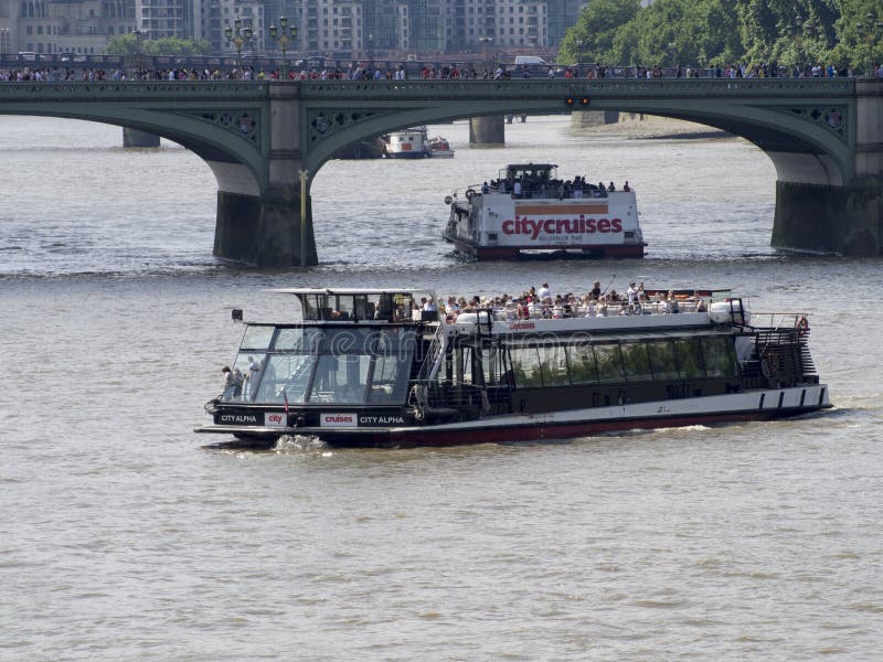 Tourist cruise in River Thames, London