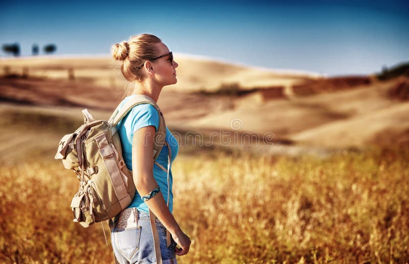 Tourist girl enjoying view