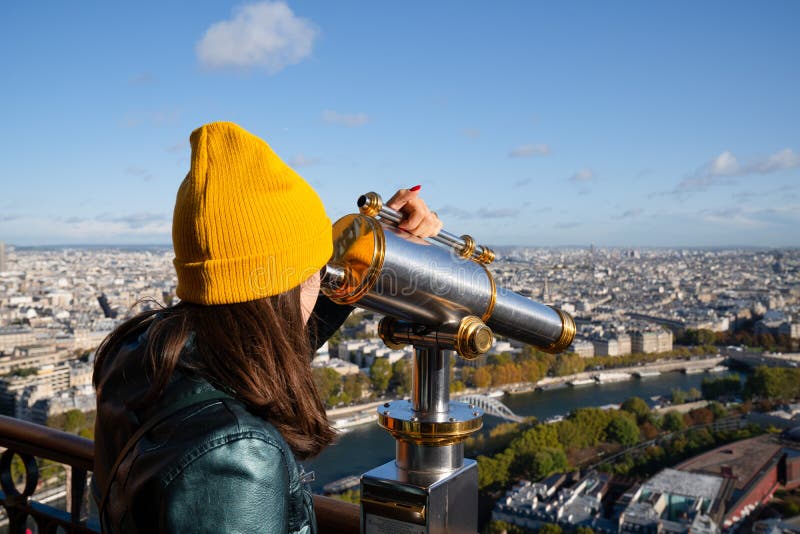 Tourist girl in Paris stock image. Image of beautiful - 164950273