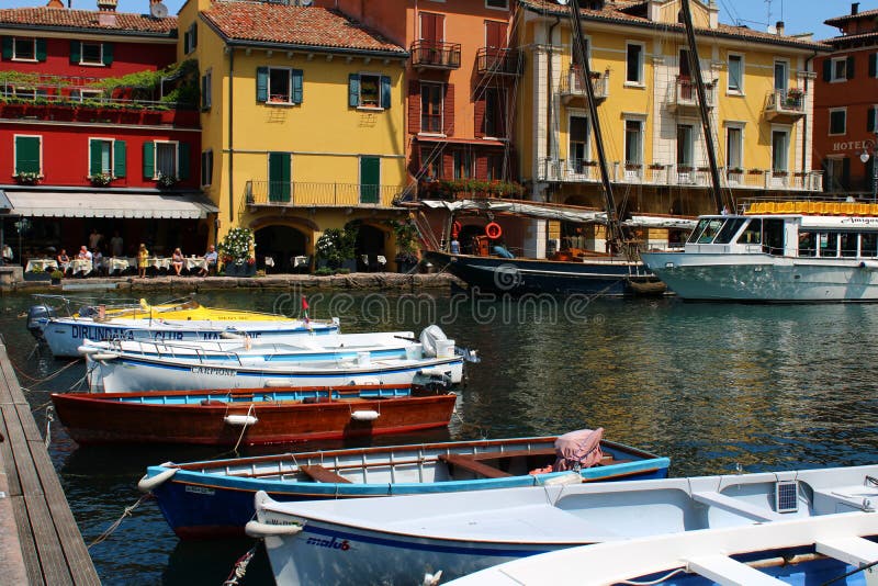 Tourist harbour in Malcesine at Garda Lake royalty free stock images Tourist harbour in Malcesine at Garda Lake royalty free stock images