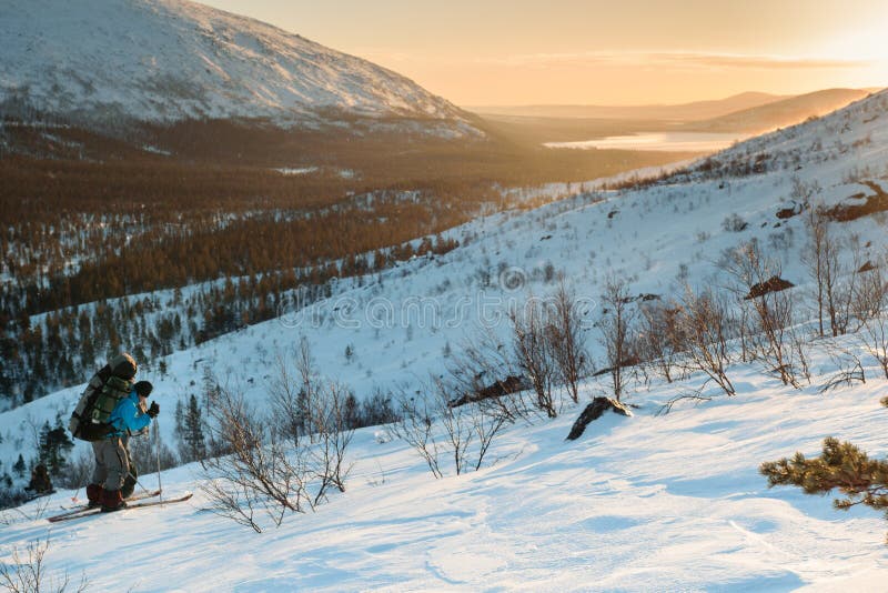 Tourist in Russian Lapland, Kola Peninsula Stock Image Image of