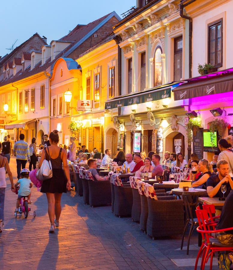 Tourist Street Restaurant Zagreb Croatia Editorial Stock Image - Image