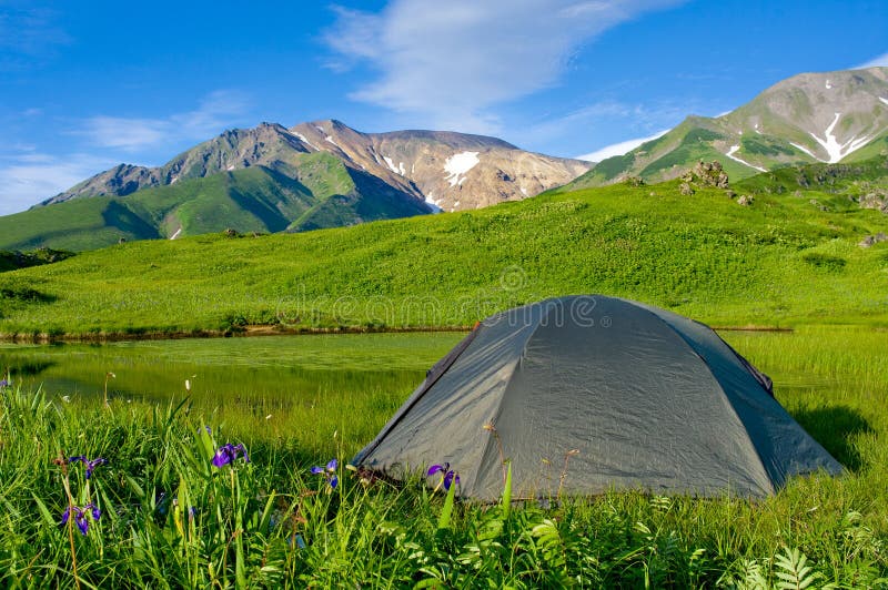 Tourist tent in the in mountains royalty free stock image Tourist tent in the in mountains royalty free stock image