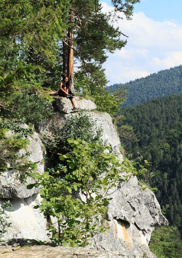 Tourist watching from Thomas?s View in Slovak Paradise