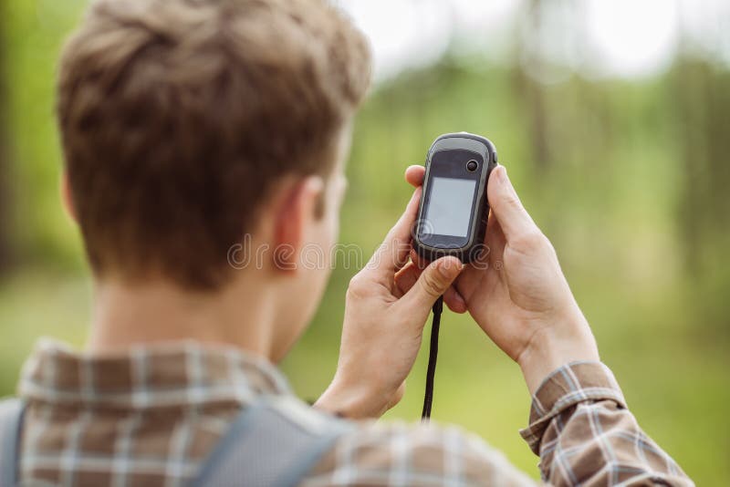 Tourist Woods Determines Location Using Gps Stock Photos Free & RoyaltyFree Stock Photos from