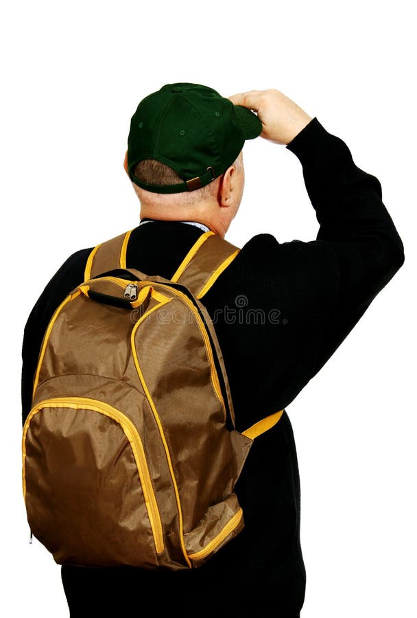 Touriste avec un sac à dos. photos stock Touriste avec un sac à dos. photos stock