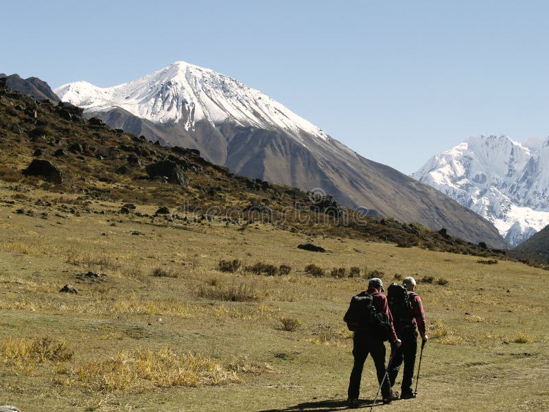 Touristen in Langtang-Trekking