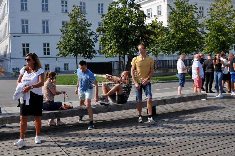 Copenhagen, Denmark.,10 eptember 2021/Tourists from various lands welcome on Ofelia plads in dnish capital mCopenhagen.      Photo..Francis Joseph Dean/Dean Pictures. Copenhagen, Denmark.,10 eptember 2021/Tourists from various lands welcome on Ofelia plads in dnish capital mCopenhagen.      Photo..Francis Joseph Dean/Dean Pictures