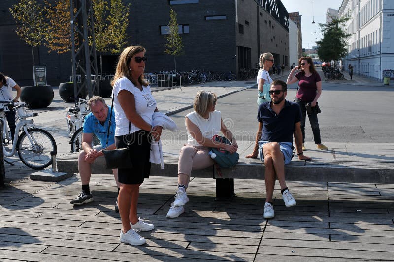 Copenhagen, Denmark.,10 eptember 2021/Tourists from various lands welcome on Ofelia plads in dnish capital mCopenhagen.      Photo..Francis Joseph Dean/Dean Pictures. Copenhagen, Denmark.,10 eptember 2021/Tourists from various lands welcome on Ofelia plads in dnish capital mCopenhagen.      Photo..Francis Joseph Dean/Dean Pictures