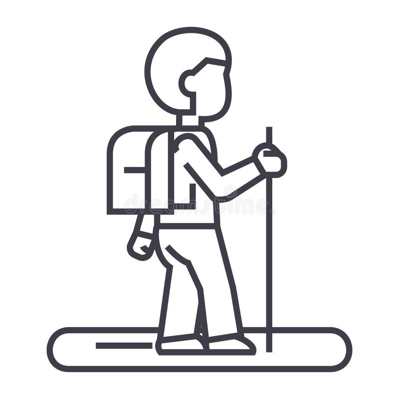 Tourister Vector Line Icon, Sign, Illustration on Background, Editable