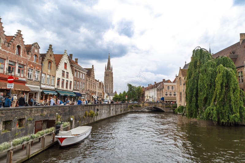 Touristic Boats on Brugge Canal Editorial Stock Photo - Image of ...