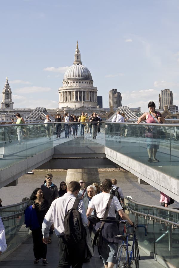 Tourists crossing millenium bridge