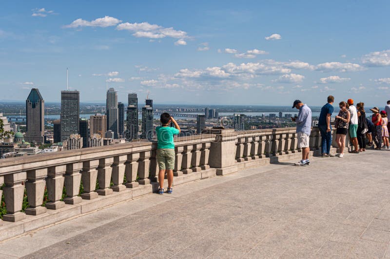 Tourists enjoying view of Montreal skyline