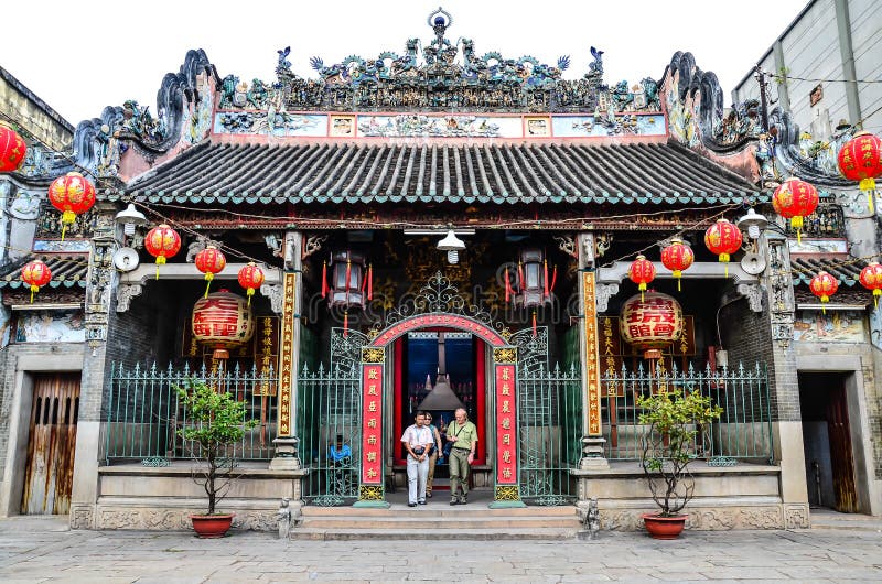 Tourists leaving Thien Hau Pagoda, Cho Lon, Saigon, Vietnam