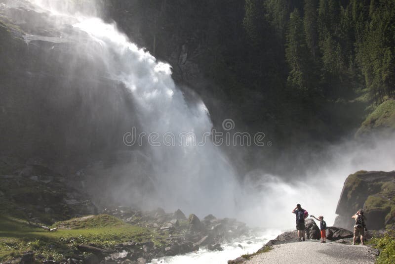 Tourists near Krimml Waterfalls in Austria