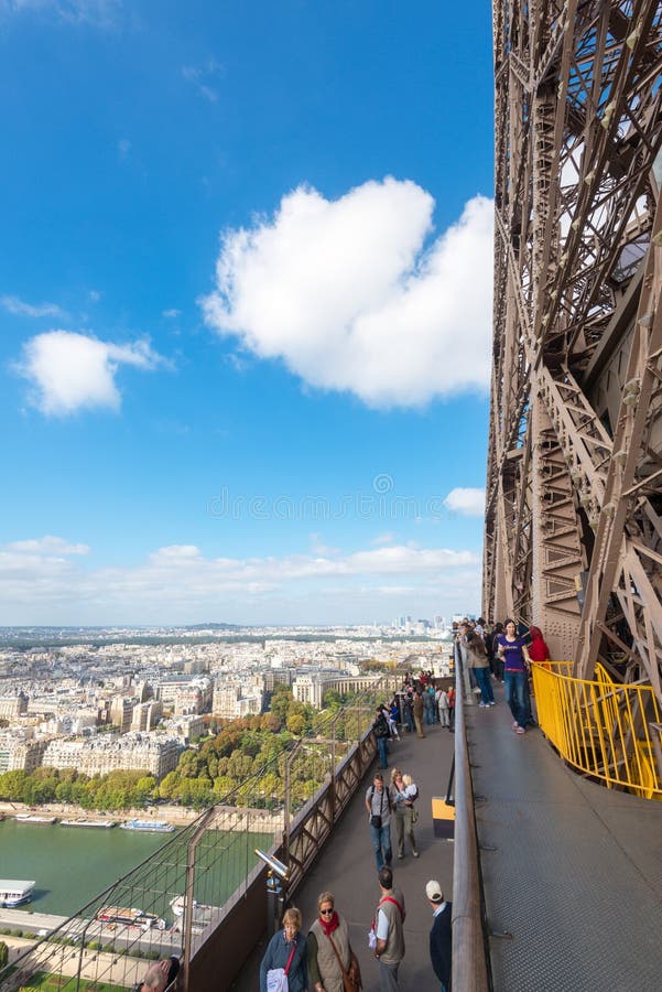 Tourists are on the Observation Deck of the Eiffel Tower in Paris Editorial  Stock Photo - Image of sunny, destination: 38446908