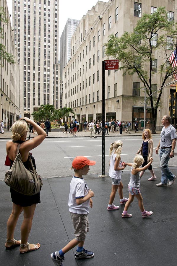 Tourists at The Rockefeller Center - New York City royalty free stock photo Tourists at The Rockefeller Center - New York City royalty free stock photo
