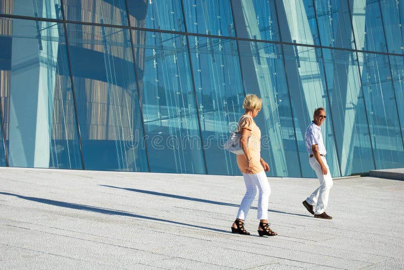 Tourists visiting Oslo opera house, Norway