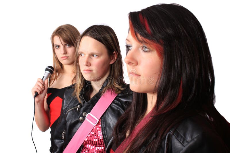 Toute la bande musicale d'adolescent de fille image stock Toute la bande musicale d'adolescent de fille image stock