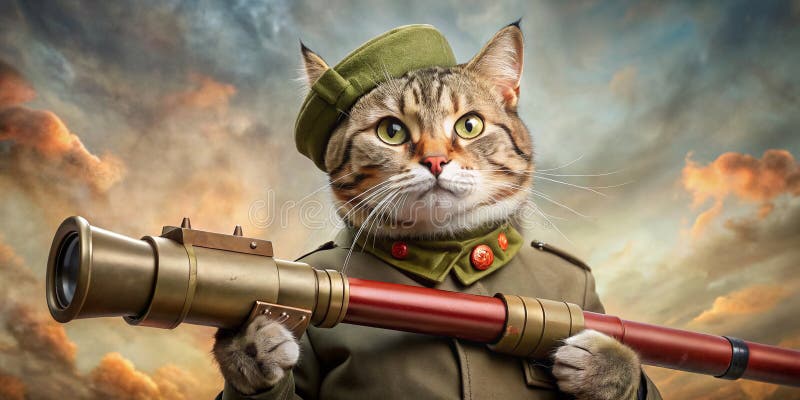 Tovarășul Cat are un Lansator de Rachete Generative de AI royalty free illustration