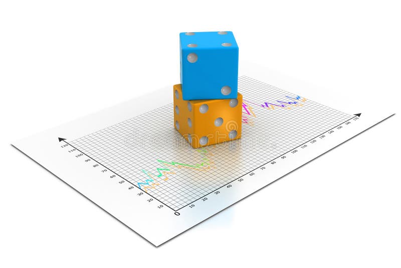 Tow Dices Cubes on a Business Graph Chart Stock Illustration