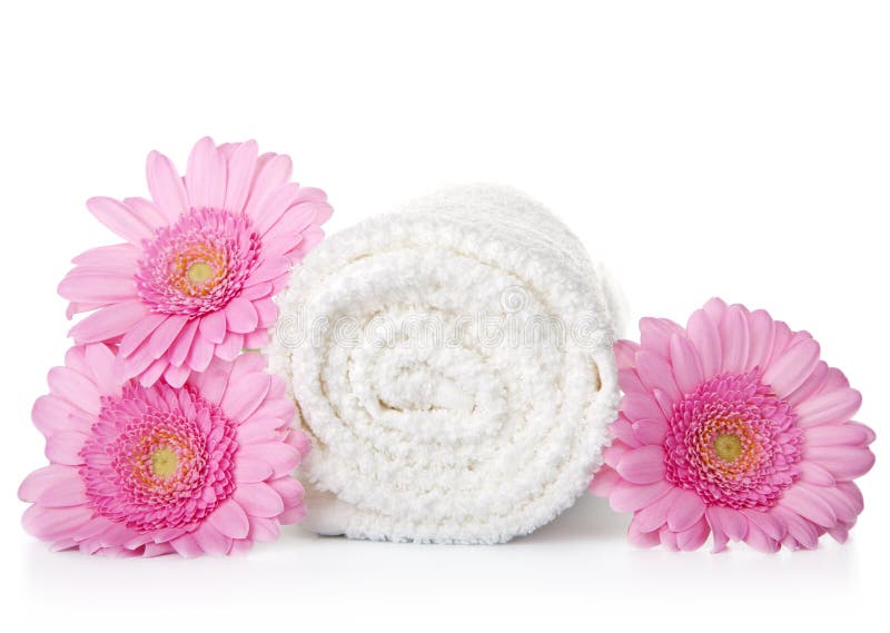 Towel and flowers stock image. Image of aroma, nature 27913961