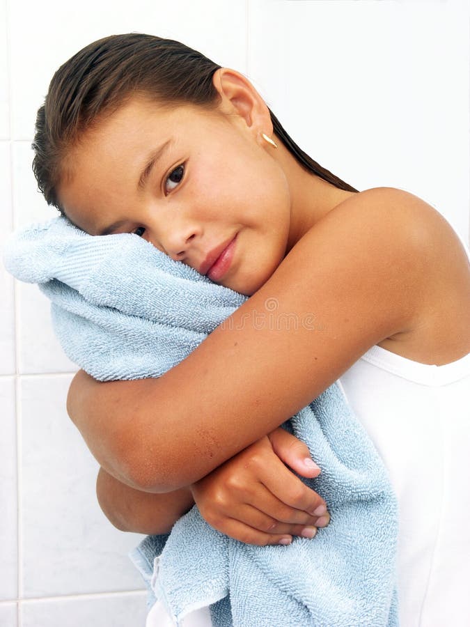 Towel girl. stock photo. Image of love, minor, serene 18503472