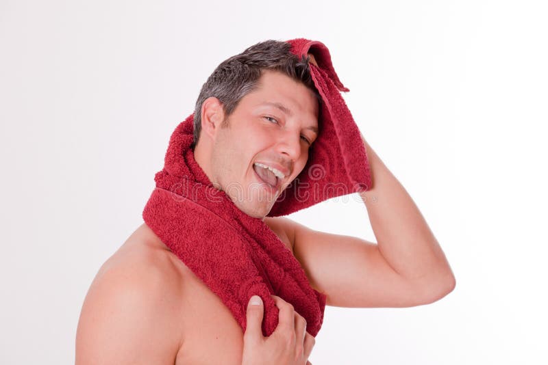 Towel man stock image. Image of hygiene, mirror, body 15027395