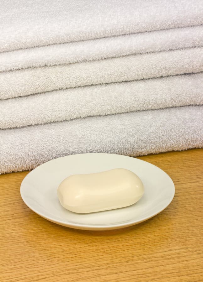 Towel with soap in dish stock photo. Image of hygienic 18216070