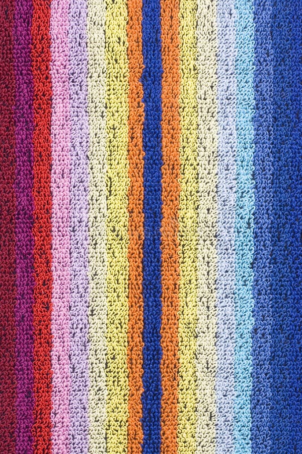 Towel with vertical stripes stock photo