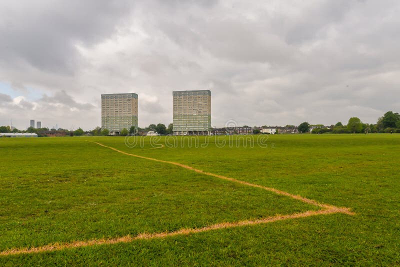 Tower blocks and football pitches