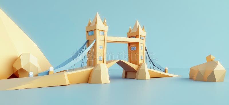 Tower Bridge 3D rendering of Tower Bridge in London simple low origami style baner web banner z kopią ilustracja wektor